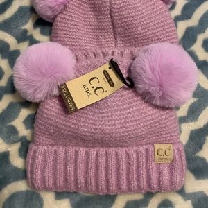 C.C Beanie Kids double fur Pom